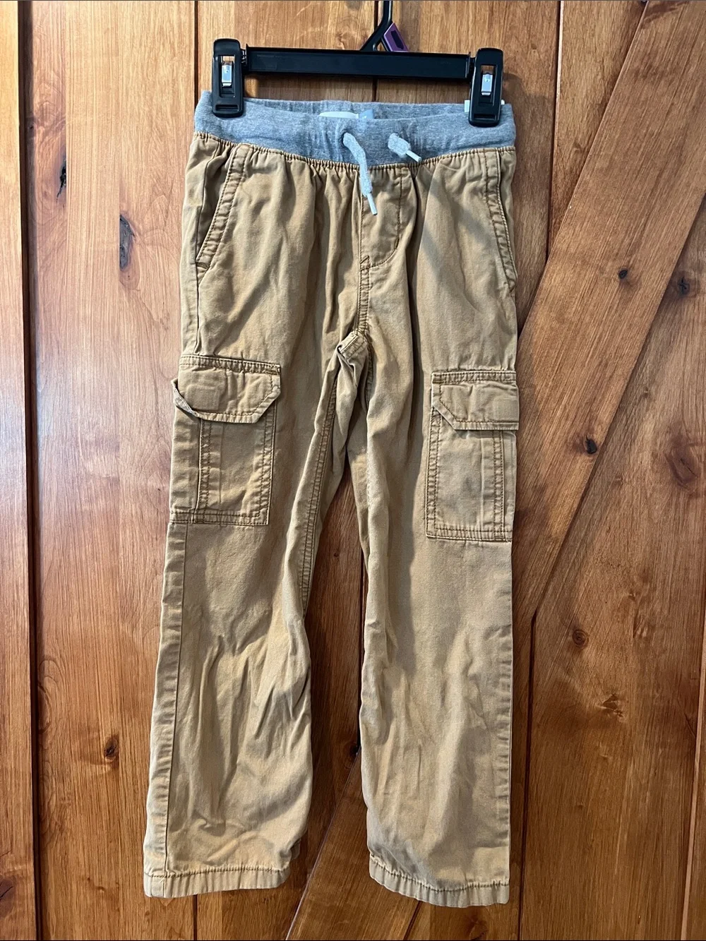Old Navy Boys Tan Cargo Pants with Gray Waistband